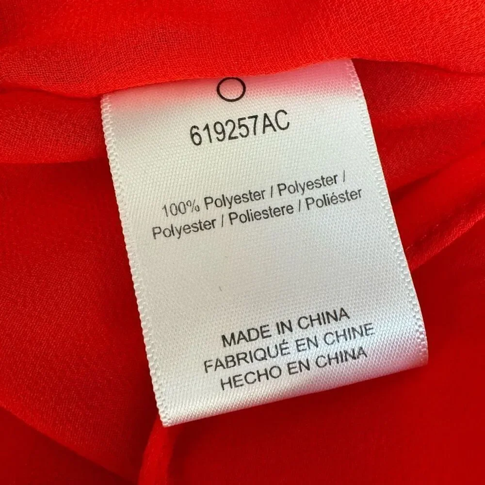 Anthropologie Dolan Women's Julia Clip Dot Jacquard Chiffon Dress Red Tiger Sz L - Picture 6 of 9